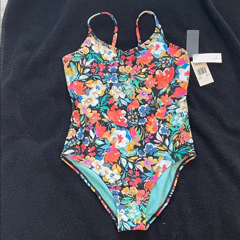 Raisins Colorful Floral Kids One Piece Swimsuit nwt